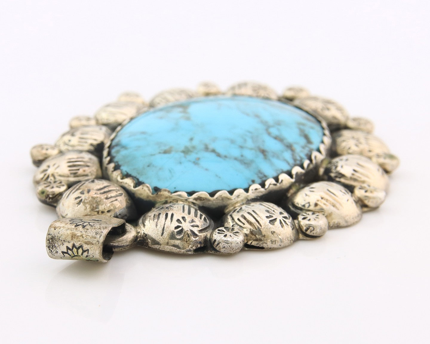 Navajo Pendant Sterling Silver Authentic Turquoise Vintage Artist Signed