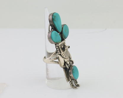 Navajo Kachina Ring 925 Silver Turquoise Artist Signed Broken Arrow C.80's