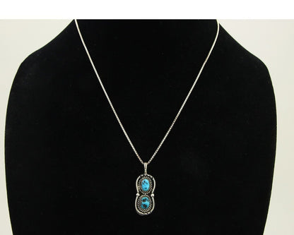 Navajo Necklace 925 Silver Natural Turquoise Native American Artist C.80's