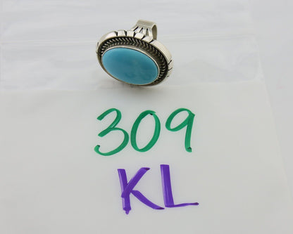 Navajo Ring 925 Silver Natural Blue Turquoise Signed Etsitty C.80's