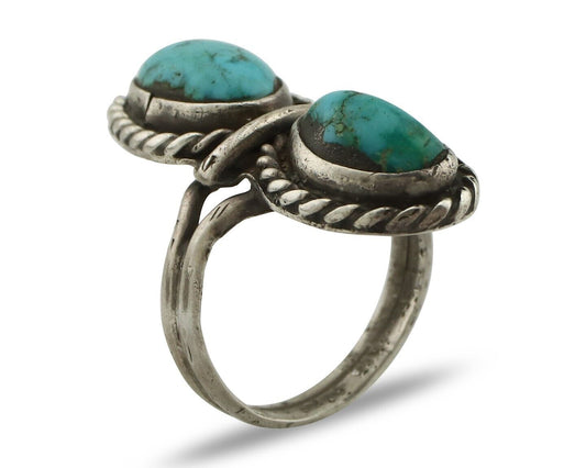 Navajo Ring 925 Silver Natural Blue Turquoise Native American Artist C.80's