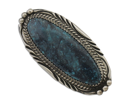 Navajo Pin Pendant 925 Silver Natural Spiderweb Turquoise Signed D C.80's