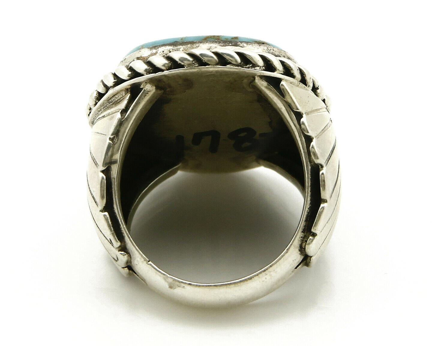 Navajo Ring .925 SOLID Silver Castle Dome Turquoise Signed Doug Zachary C.80's