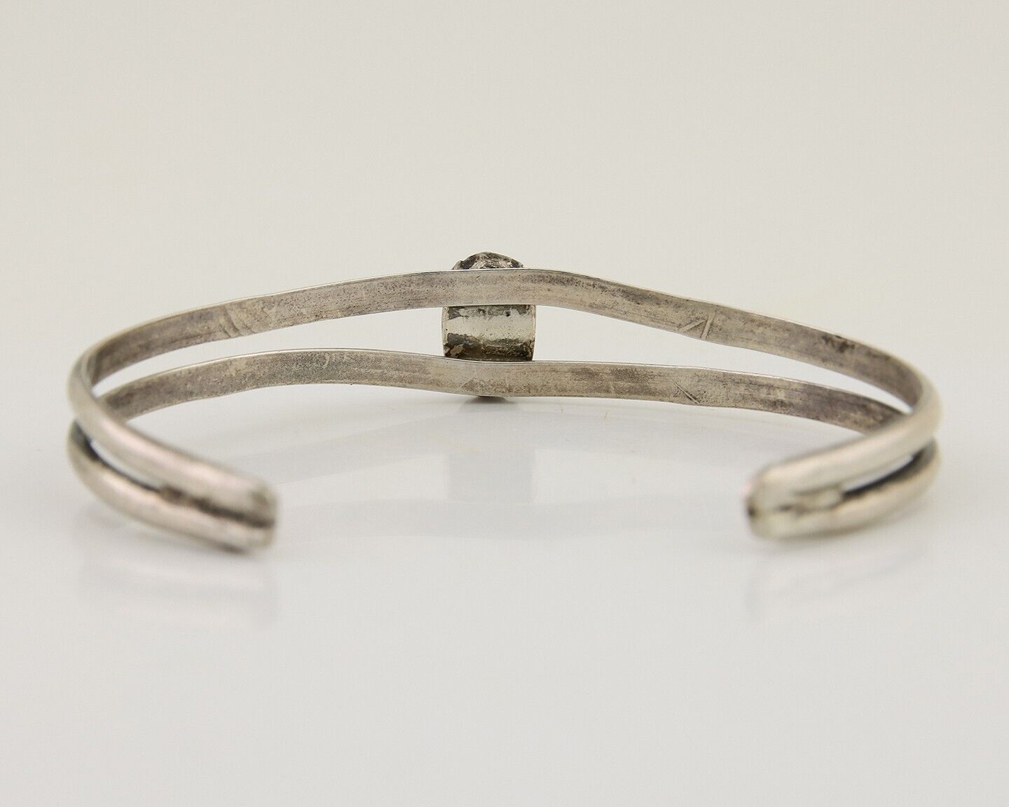 Navajo Hand Stamped Cuff Bracelet Turquoise 925 Silver Native American Artist