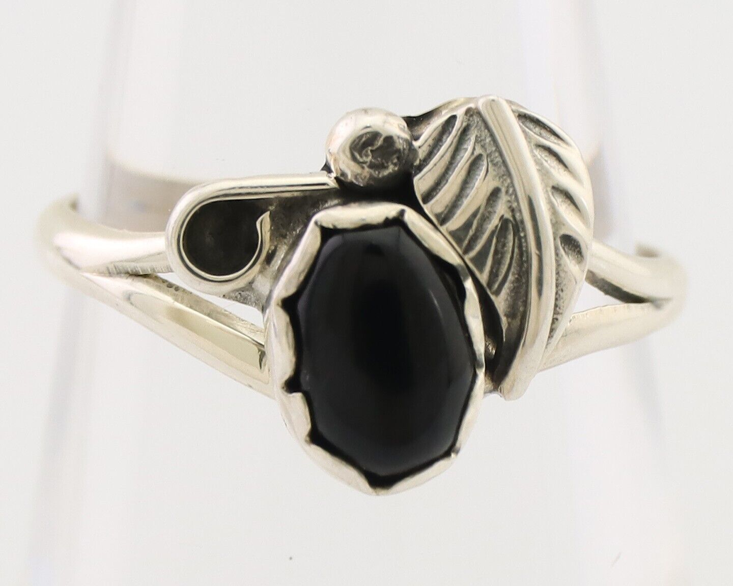 Navajo Handmade Ring 925 Silver Natural Onyx Native Artist Size 5.75 C.80's