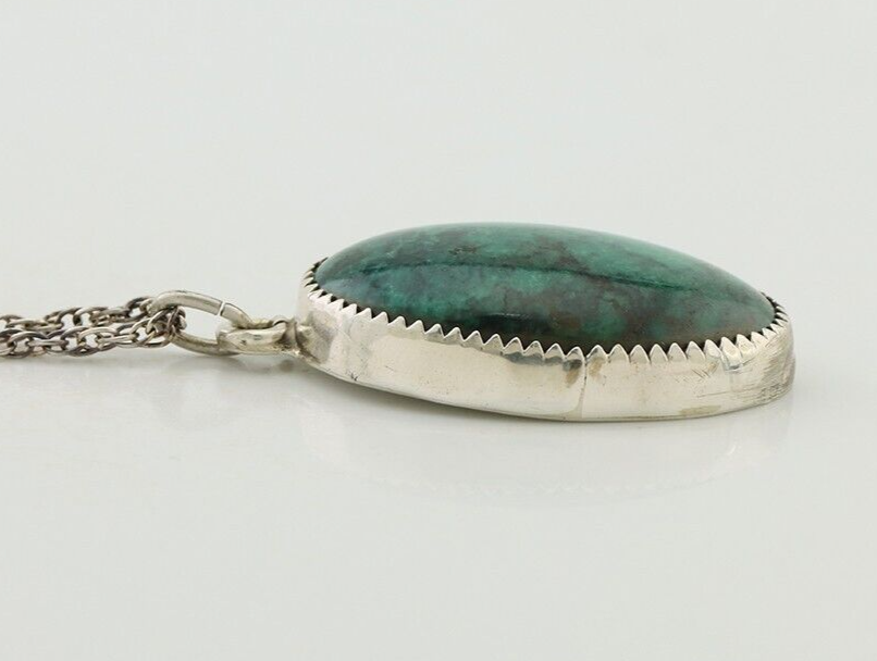 Navajo Necklace 925 Silver Natural Turquoise Native American Artist C.90s