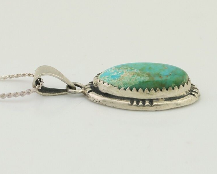 Navajo Necklace 925 Silver Kingman Turquoise Native American Artist C.90s