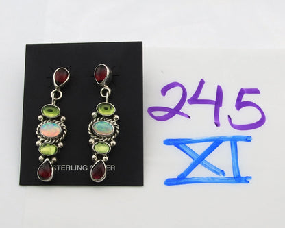 Navajo Earrings Sterling Silver Gemstone Vintage Signed NAKAI