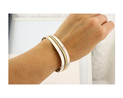 Navajo Bracelet 925 Silver Native American Handmade Yellow Gold Plated Cuff C80s