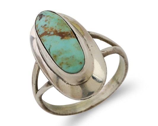 Navajo Handmade Ring 925 Silver Blue Turquoise Artist Signed Kachina C.80's