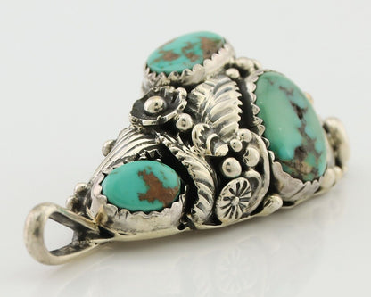 Navajo Pendant 925 Silver Natural Bisbee Turquoise Signed Tom Willeto C.80's