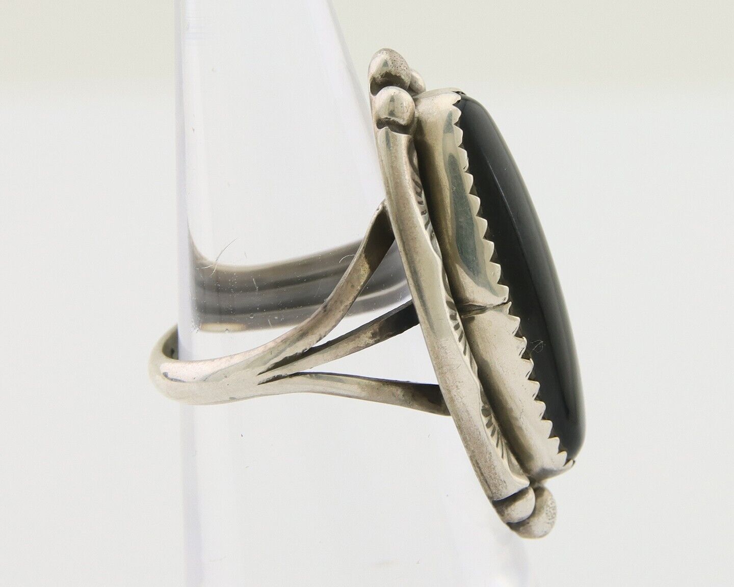 Navajo Handmade Ring 925 Silver Black Onyx Artist Signed SC C.80's