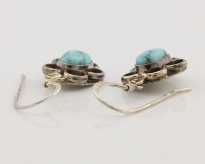 Navajo Earrings 925 Silver Natural Blue Turquoise Native American Artist C.80s