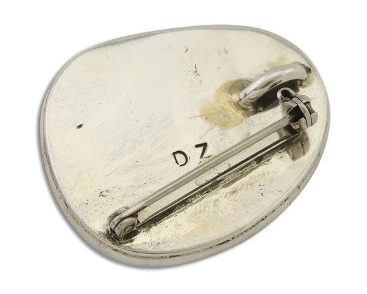 Navajo Pin Pendant 925 Silver Globe Turquoise Artist Signed Doug Zachary C.80's