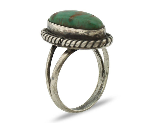 Navajo Ring 925 Silver Kingman Turquoise Artist Native American Signed C.80's