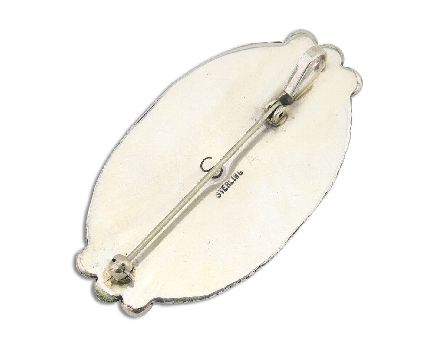 Navajo Pin Pendant 925 Silver Natural Blue Turquoise Artist signed SC C.80's