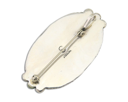 Navajo Pin Pendant 925 Silver Natural Blue Turquoise Artist signed SC C.80's