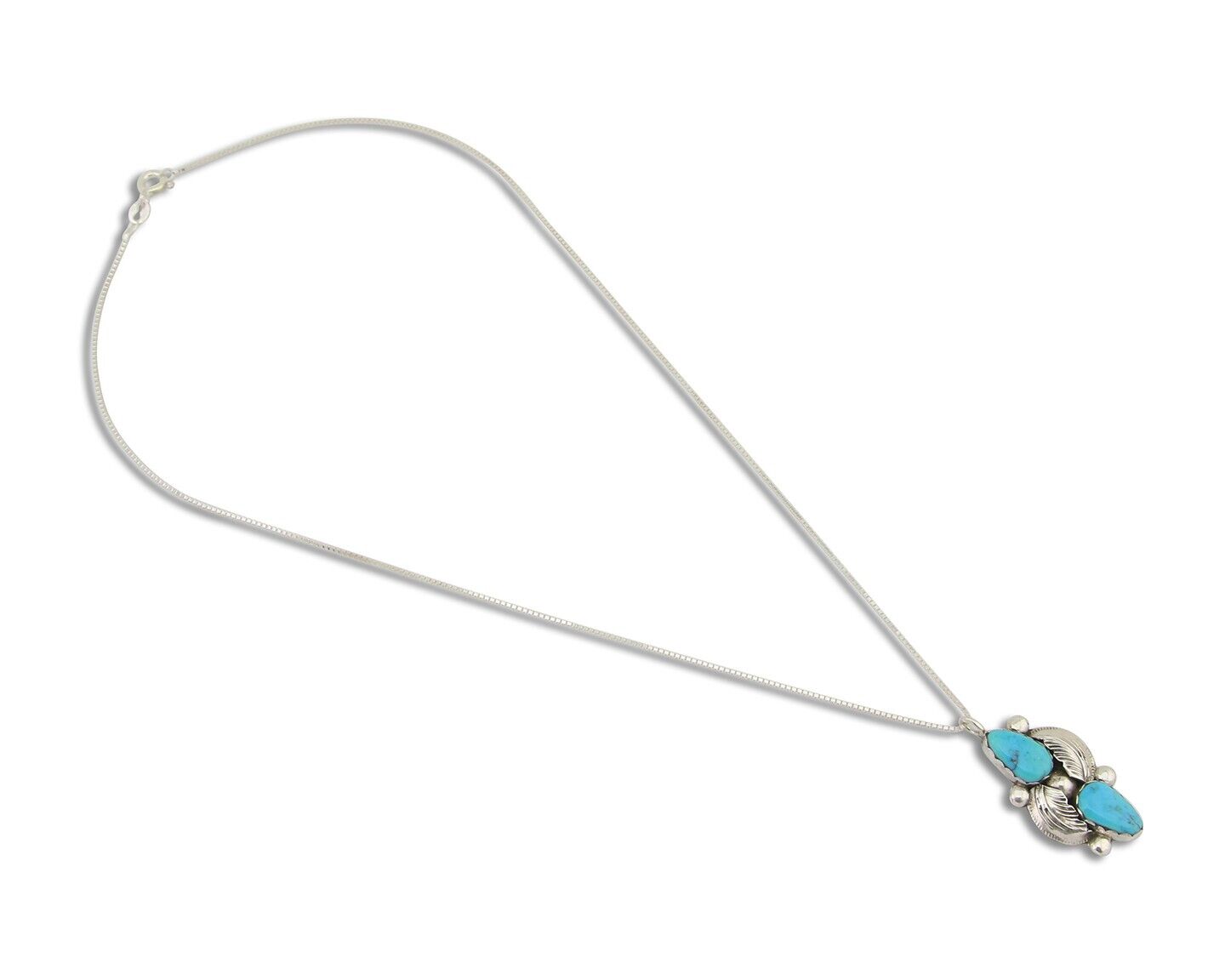 Navajo Turquoise Handmade Necklace 925 Silver Signed Simplicio C.80's