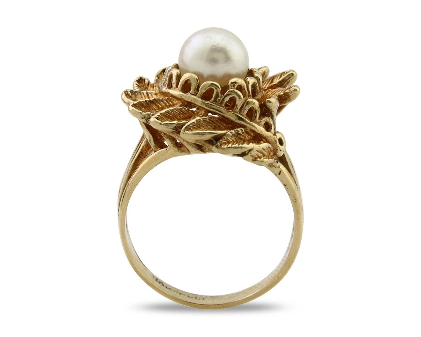 Natural Pearl Ring Solid 10k Yellow Gold Sizeable 6.5