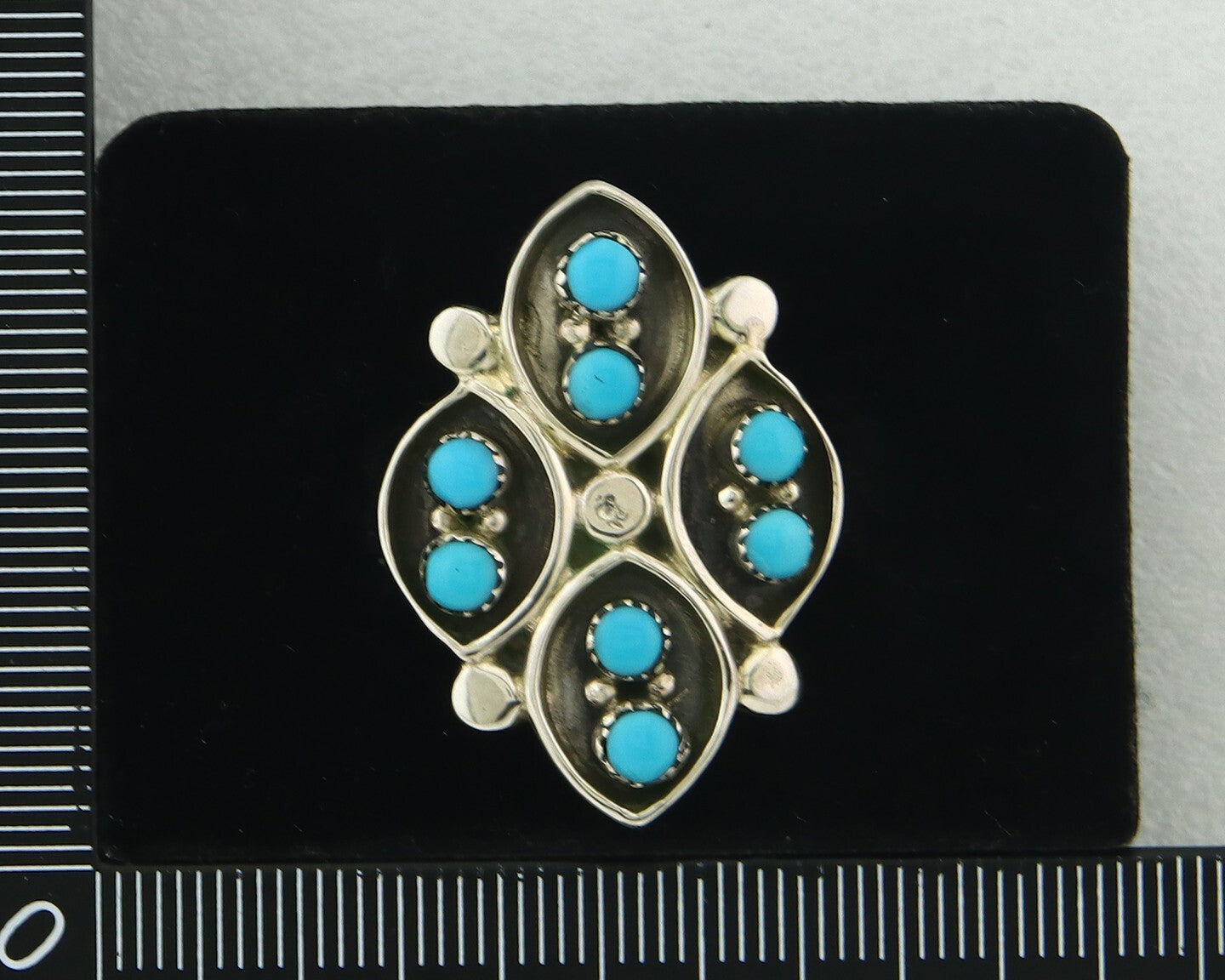 Vintage Zuni Ring 925 Sterling Authentic Natural Turquoise Native Artist Sz 7.0
