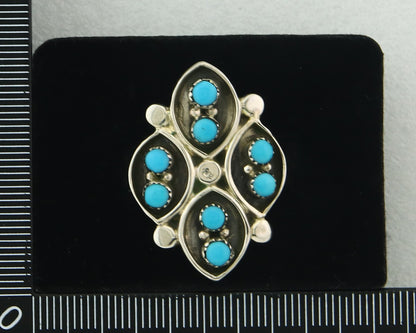 Vintage Zuni Ring 925 Sterling Authentic Natural Turquoise Native Artist Sz 7.0