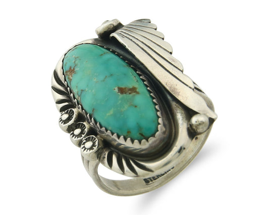 Traditional Navajo Ring Sterling Silver Authentic Turquoise Handmade Size 9.0