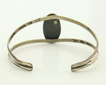 Navajo Cuff Bracelet Sterling Silver Authentic Natural Blue Turquoise Signed IJC