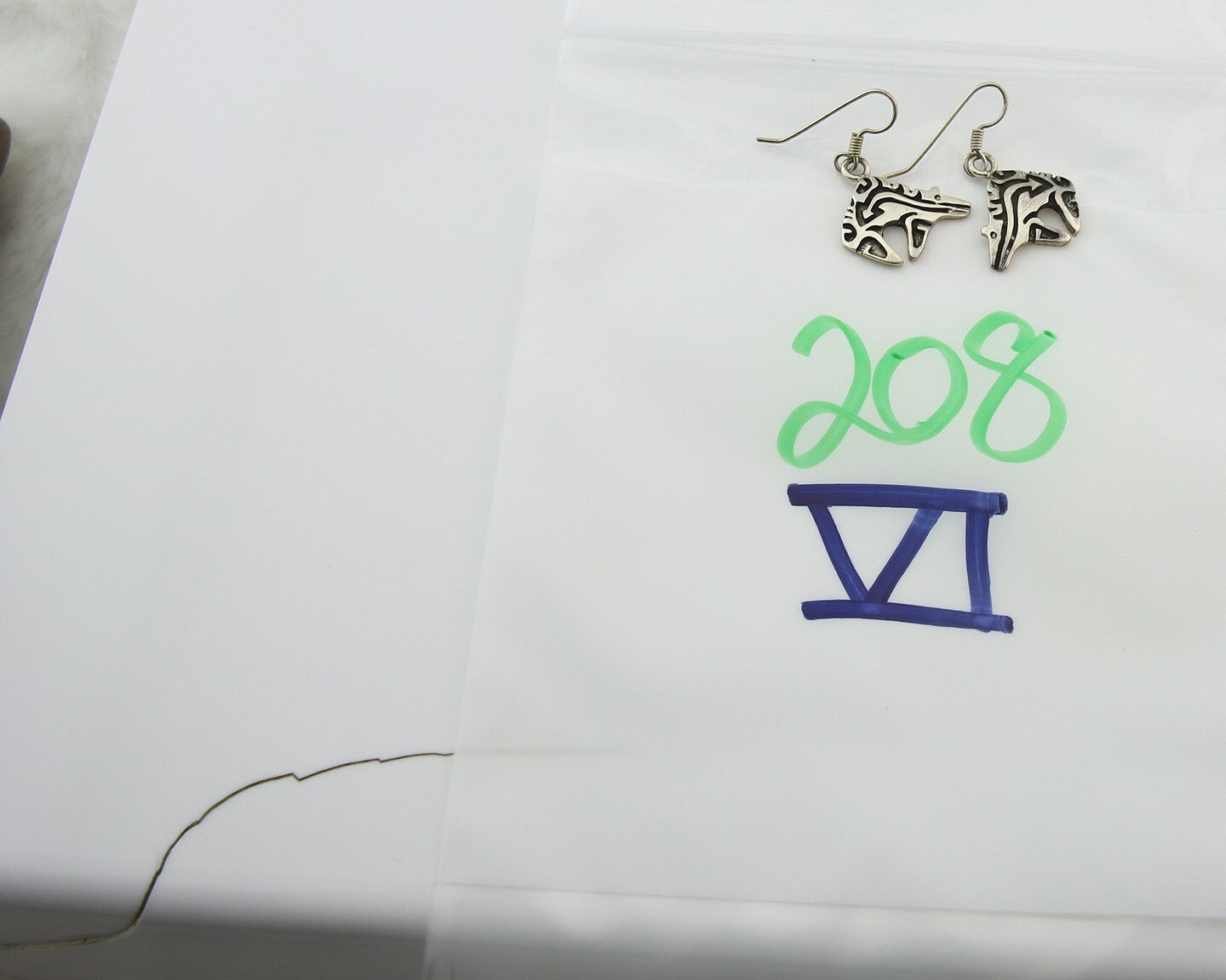 Navajo Earrings Sterling Silver Dangle Spirit Bear Authentic Signed Ervin Hoskie