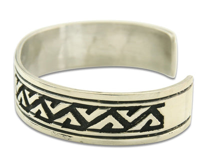 Navajo Bracelet 925 Silver Artist Signed Thomas Singer Cuff Made in the 1980's