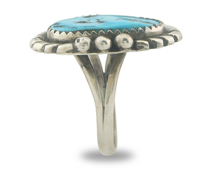 Vintage Navajo Ring 925 Sterling Authentic Traditional Turquoise Size 7.25