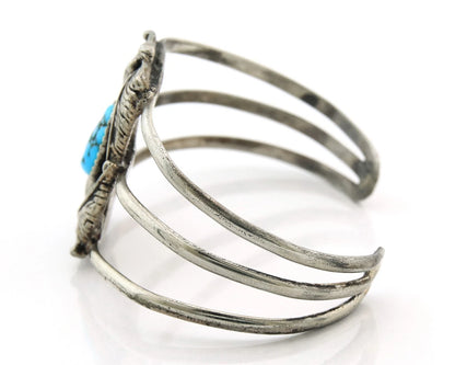 Navajo Cuff Bracelet Sterling Silver Turquoise Handmade Vintage Native Artist