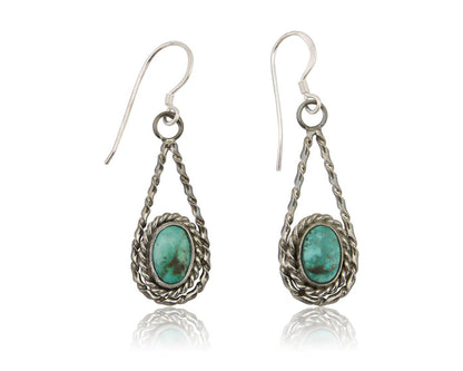 Navajo Dangle Earrings 925 Silver Natural Blue Turquoise Native Artist C.80's