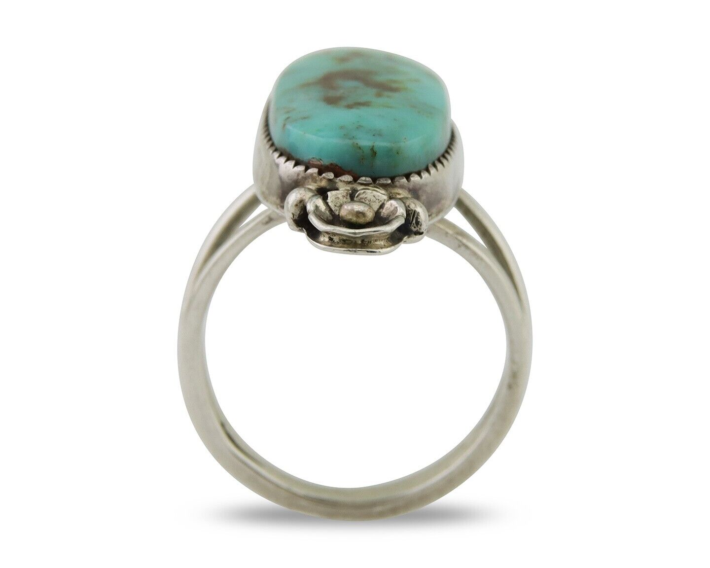 Navajo Ring 925 Silver Natural Blue Turquoise Native American Artist C.80's