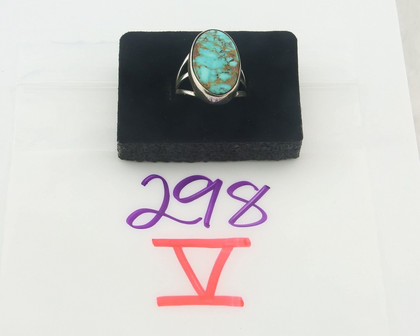 Vintage Navajo Ring 925 Sterling Authentic Traditional Turquoise Size 8.0