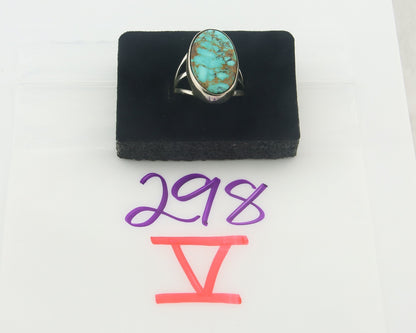 Vintage Navajo Ring 925 Sterling Authentic Traditional Turquoise Size 8.0