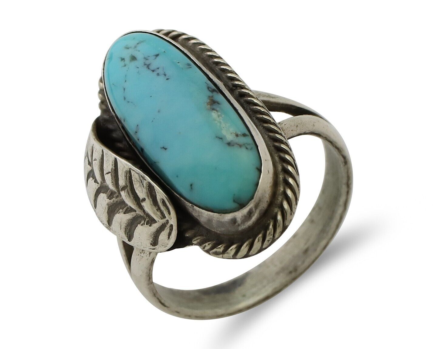 Navajo Handmade Ring 925 Silver Natural Turquoise Native American Artist C.80's