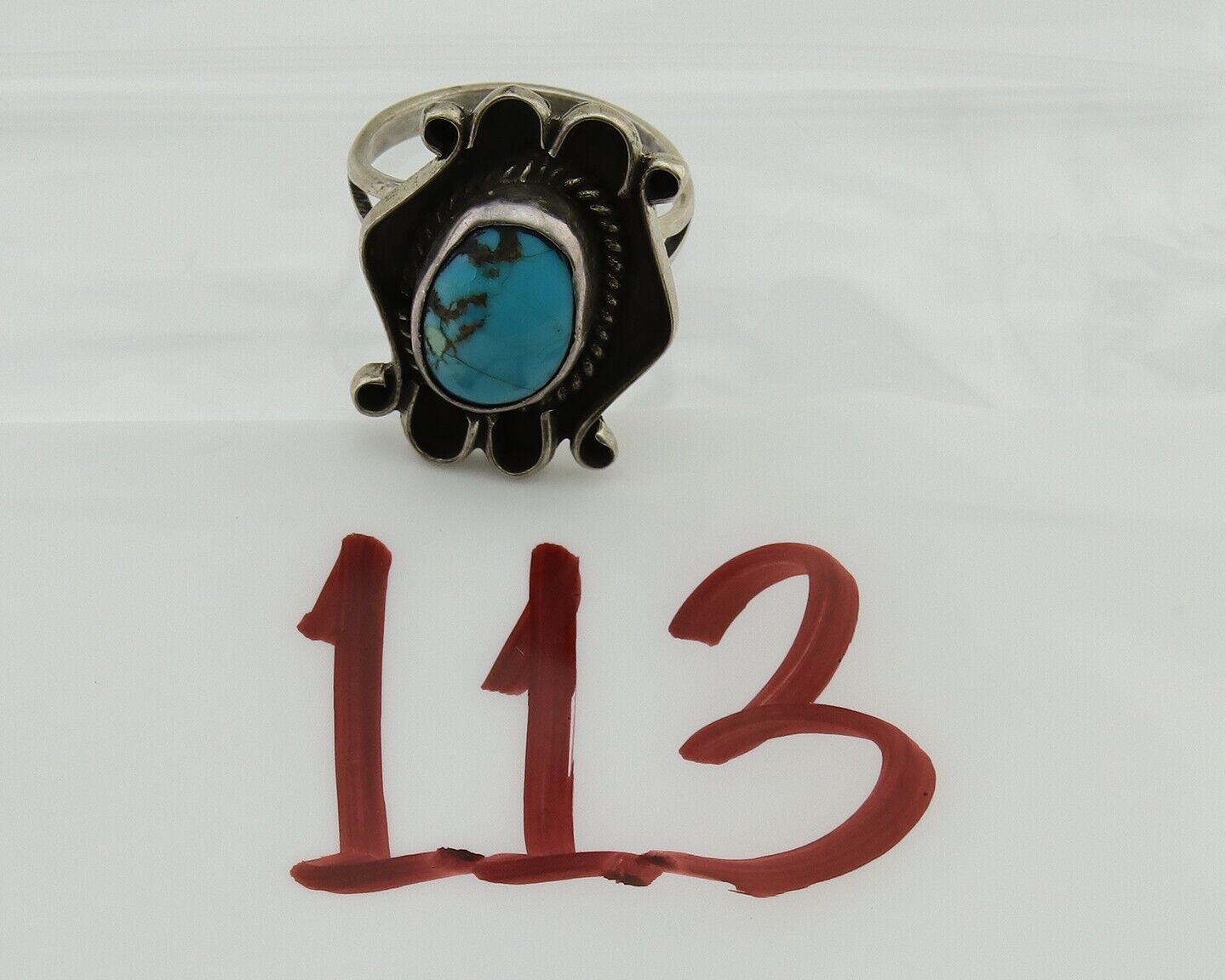 Navajo Handmade Ring 925 Silver Natural Arizona Turquoise Artist C.80's