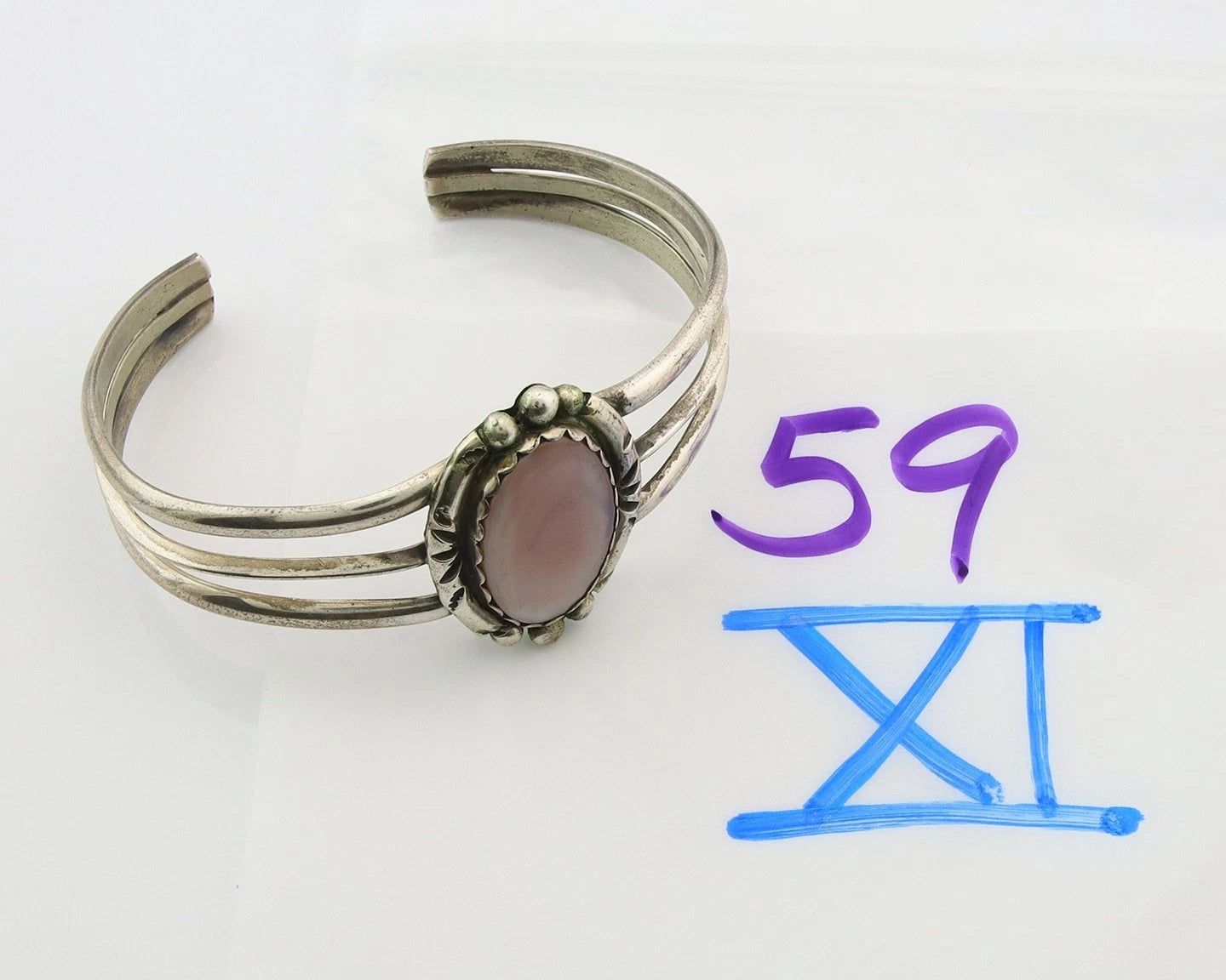 Navajo Cuff Bracelet Sterling Silver Authentic Pink Muscle Native Artist