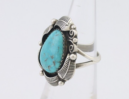 Navajo Ring 925 Silver Natural Blue Turquoise Native American Artist C.80's