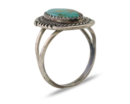 Navajo Handmade Ring 925 Silver Kingman Turquoise Size 7.5 C.80's