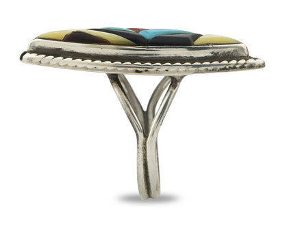 Vintage Zuni Ring 925 Sterling Silver Natural Gemstone Signed R & GT Size 6.0