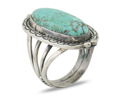 Mens Navajo Ring 925 Silver Spiderweb Turquoise Native American Artist C.80's