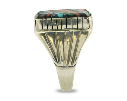 Vintage Navajo Ring 925 Sterling Natural Gemstone Signed Montoya Size 13.25
