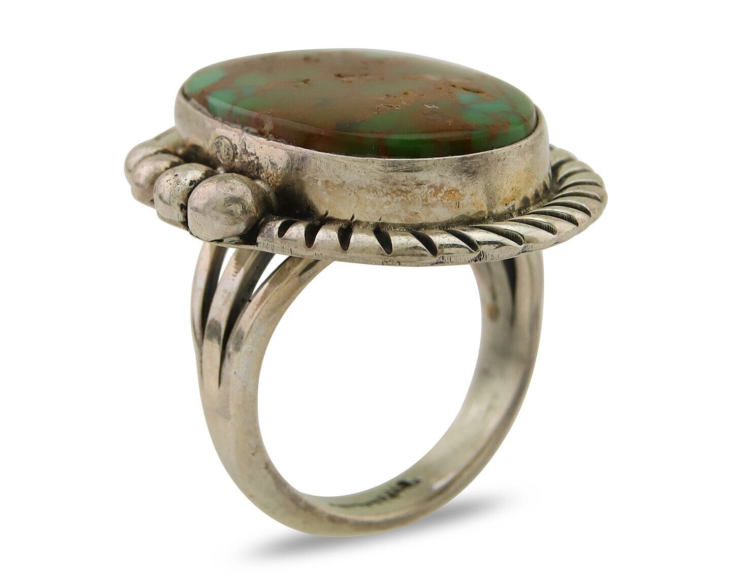 Navajo Ring 925 Sterling Silver Natural Turquoise Signed Mike Begay C.80's