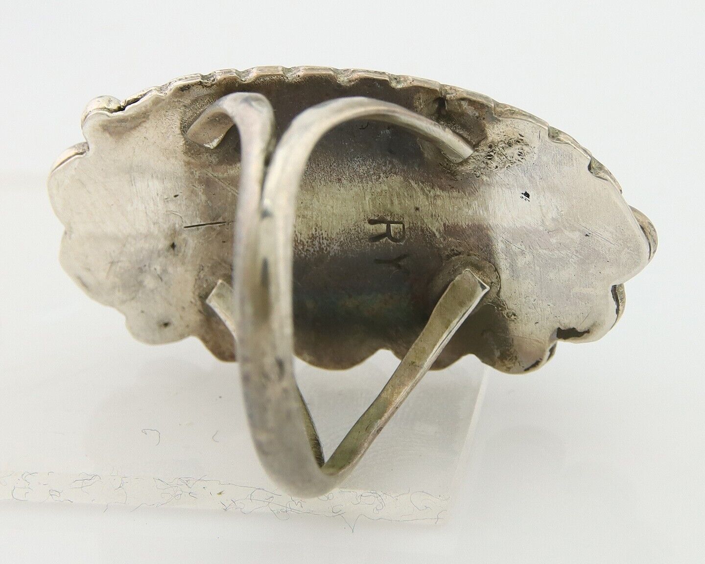 Navajo Ring .925 Sterling Blue Turquoise Artist Signed R Yazzie C.80's