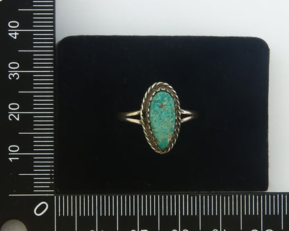 Navajo Ring 925 Sterling Natural Turquoise Native Artist C.80's Size 8.25