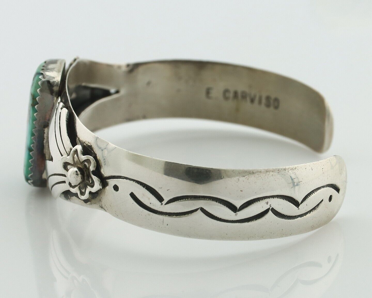 Navajo Bracelet 925 Silver Pilot Mountain Artist Signed Emma Carviso C.80's