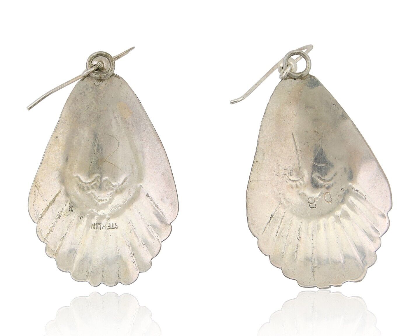 Navajo Earrings 925 Silver Turquoise Artist Signed Dean Brown C.80's