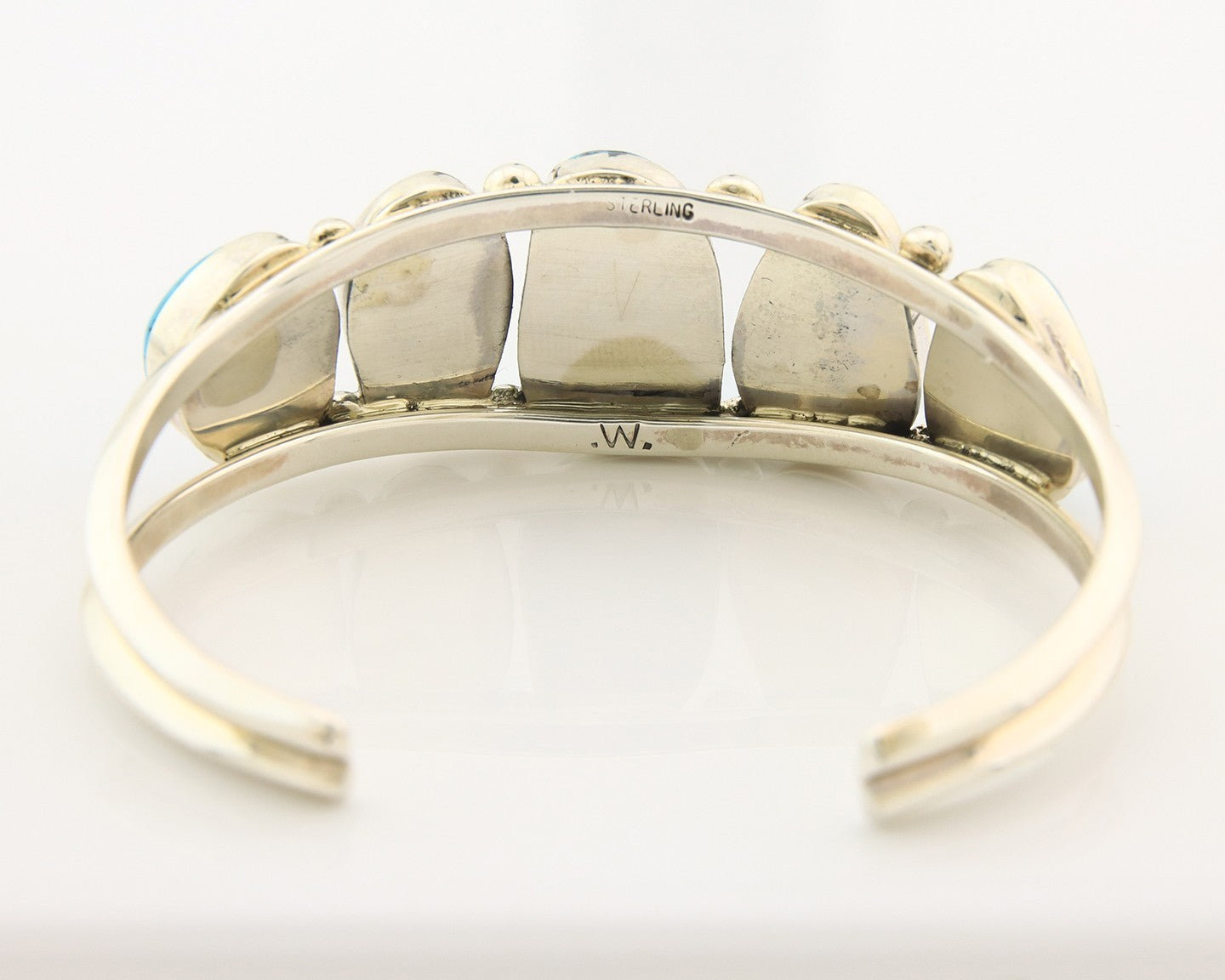 Navajo Bracelet Sterling Silver Nevada Turquoise Artist Signed W