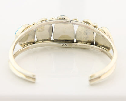 Navajo Bracelet Sterling Silver Nevada Turquoise Artist Signed W